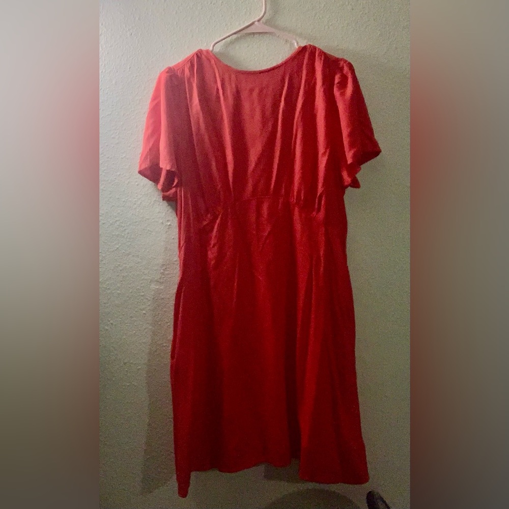 Old Navy Red Midi Dress with Short Sleeves